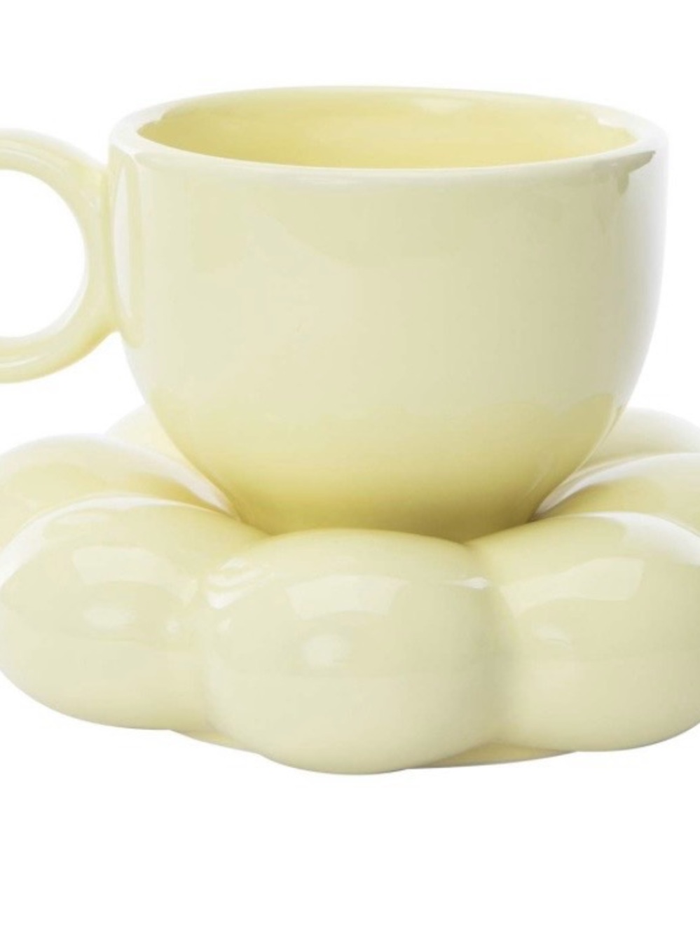 Ceramic Yellow Teacup and Saucer Set